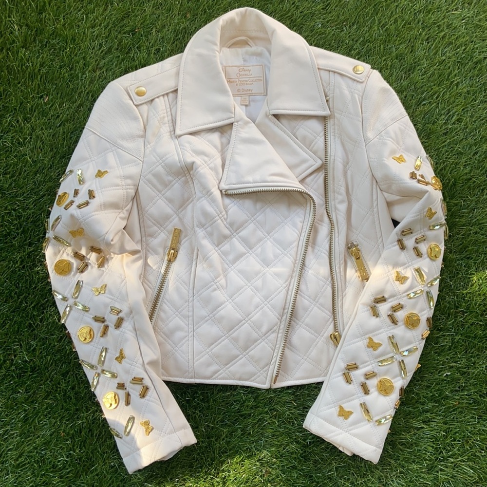 Disney Modern Princess Collection Cinderella Cream Moto Jacket by Coco Rocha XS